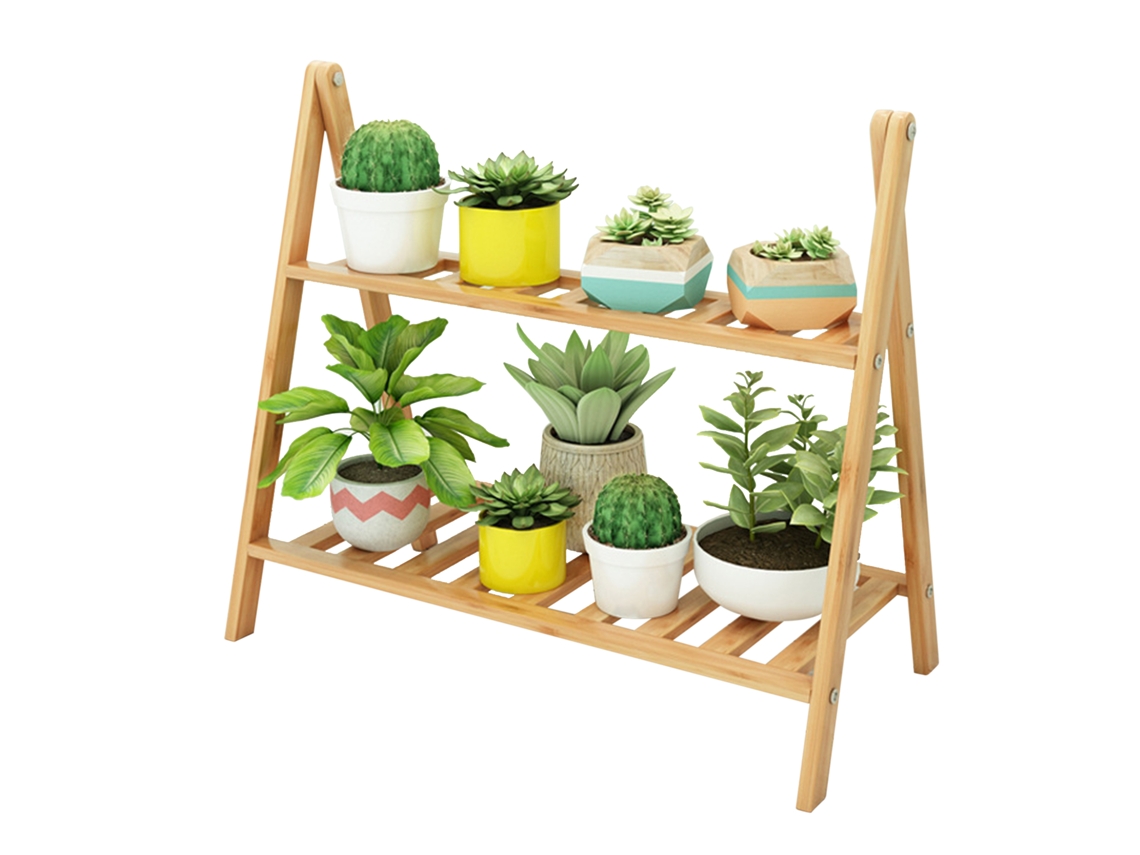 Rack de Vasos LAXISCREED Bamboo Decorativo Indoor 3 Camadas