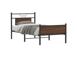 Vidaxl Estrutura Cama S/ Colchão Derivados Madeira Carvalho Castanho