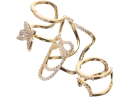 Conjunto de 3 Unha Aneis de metal dourado, removíveis e decorativos, elegantes.