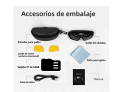 Óculos com Câmera 4k Ultra Hd, Óculos para Ciclismo Esportivo Ao Ar Livre, Câmera de Ação com Monitoramento de Vídeo MDUG (64g)