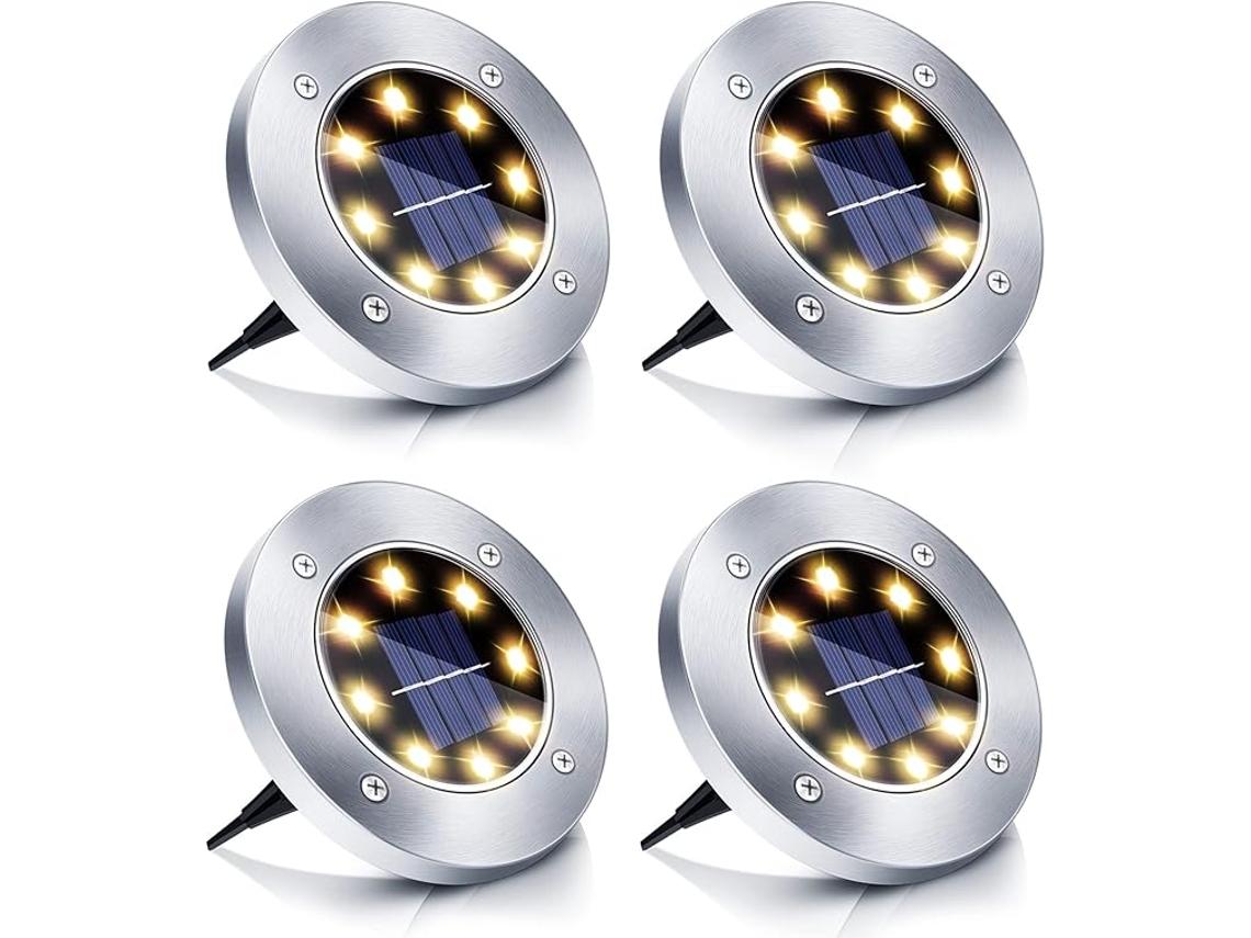 Luz solar rua 4 LEDs para jardim, à prova d'água, branco quente ZYBLSSBB