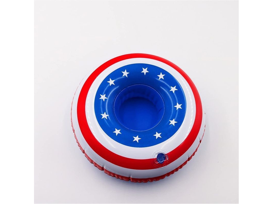 Suporte de copo flutuante com bandeira americana, colchão inflável para piscina, com 10 suportes de bebida | S/MARCA
