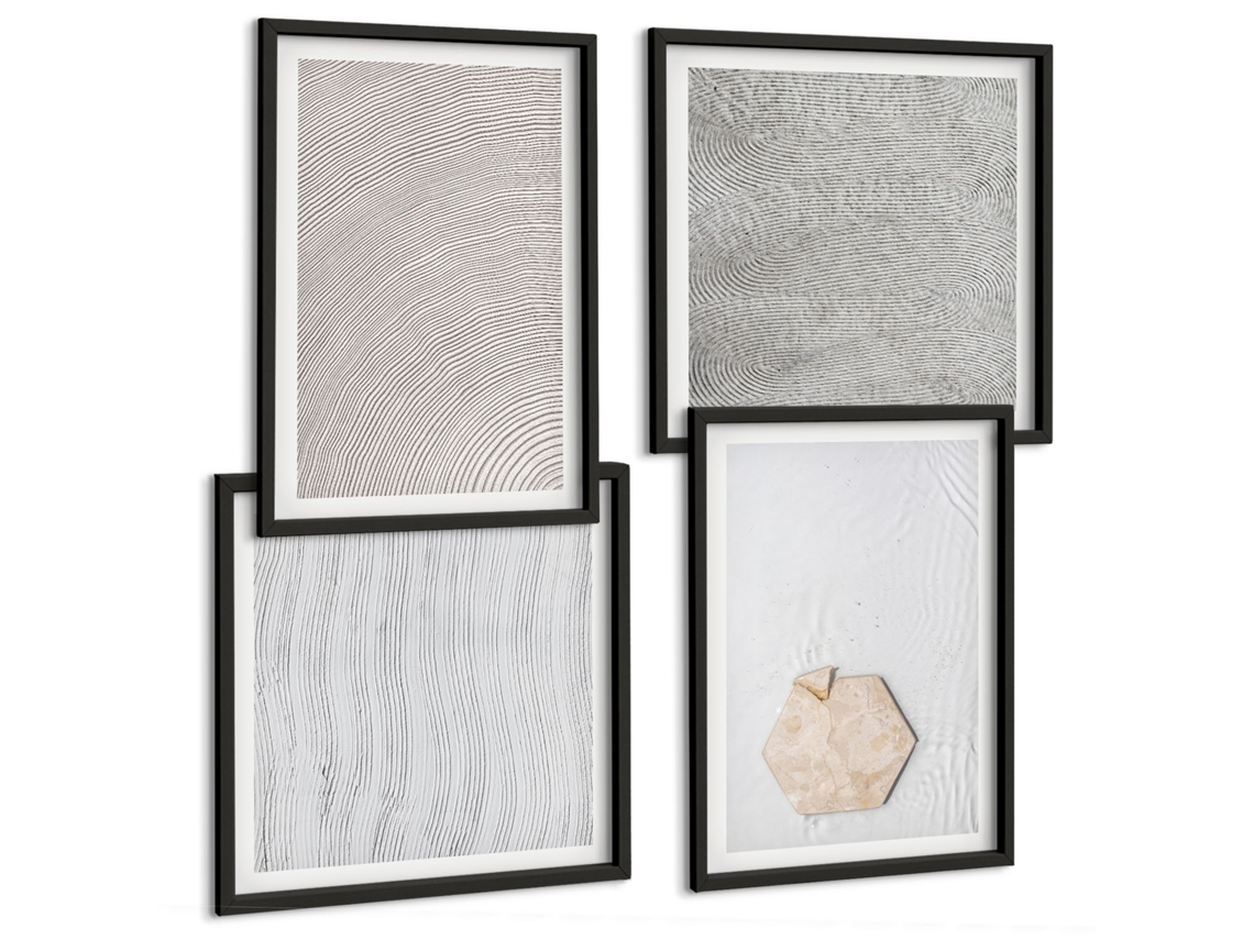 Composição De Quadros Texturas Claras De Areia Boho Espelharte (4 Peças)