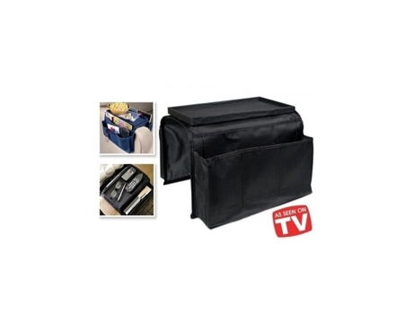 Organizador De Apoios De Braço De Sofá Preto 6 Bolsos Bandeja Incluída Poliéster Universal Dulce Casa