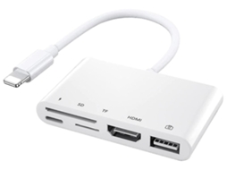 Adaptador Hdmi Iluminação 5 Em 1, Usb Alimentação, Leitor Sd/tf, Câmera Usb, 1080p Hdmi, Compatível Telefone/teclado/tv Branco Bestvite