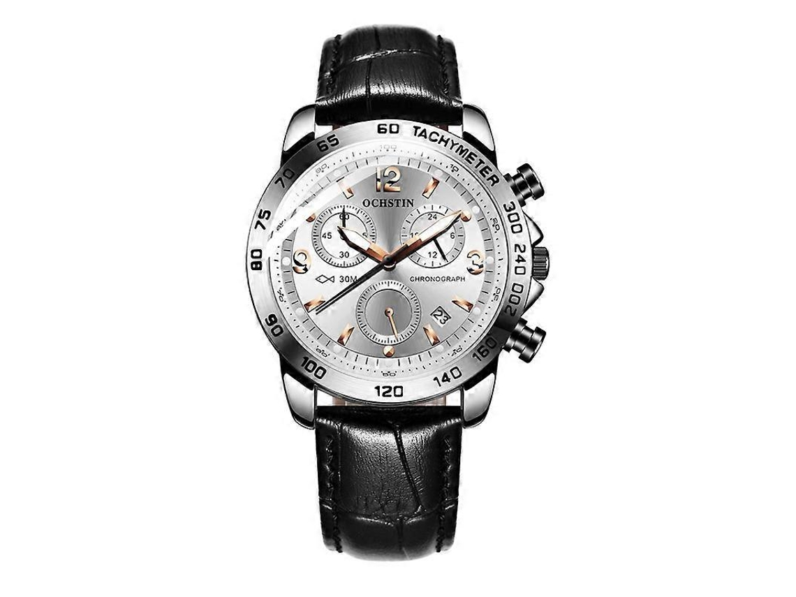 Relógio Masculino Multifuncional De Quartzo Ochstin 6123c, À Prova D'água E Com Mostrador Luminoso, Em Couro.