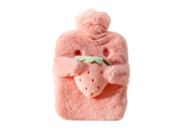 Tampa de borracha inodora para bolsa de água quente Linjou com capa de pelúcia rosa para o inverno.
