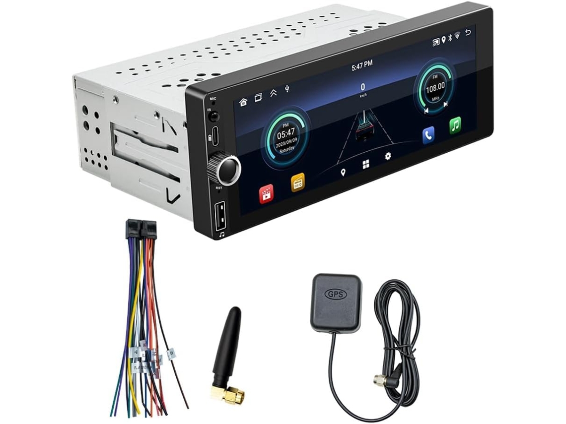 Reprodutor Mp5 Automotivo 1 Din com Tela de 6,86 Polegadas, Bluetooth e Navegação. SFUSHOS