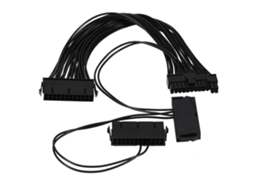 Conector De Cabo Adaptador Para Placa Mãe Atx 3 Portas Dual Psu 20/24 Pinos Preto Luz Dourada