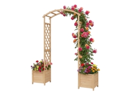 Arco De Jardim De Madeira Com Floreiras E Treliça Para Plantas Trepadeiras