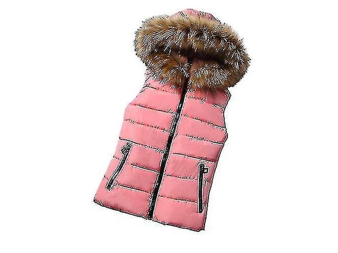 Colete acolchoado Fasst para mulher, com capuz removível, jaqueta de algodão, inverno, manga curta