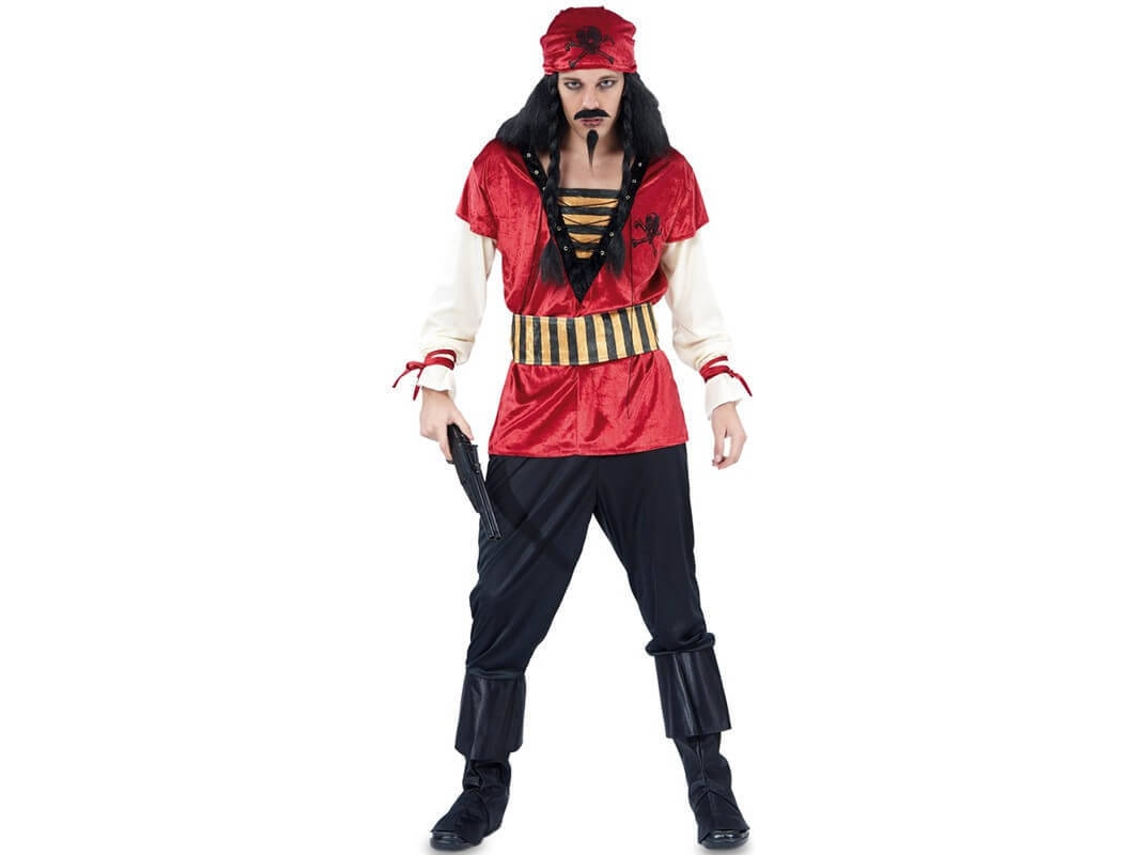 Fato de Homem DISFRAZZES Pirata Vermelho Com Caveira (Tam: M/L)