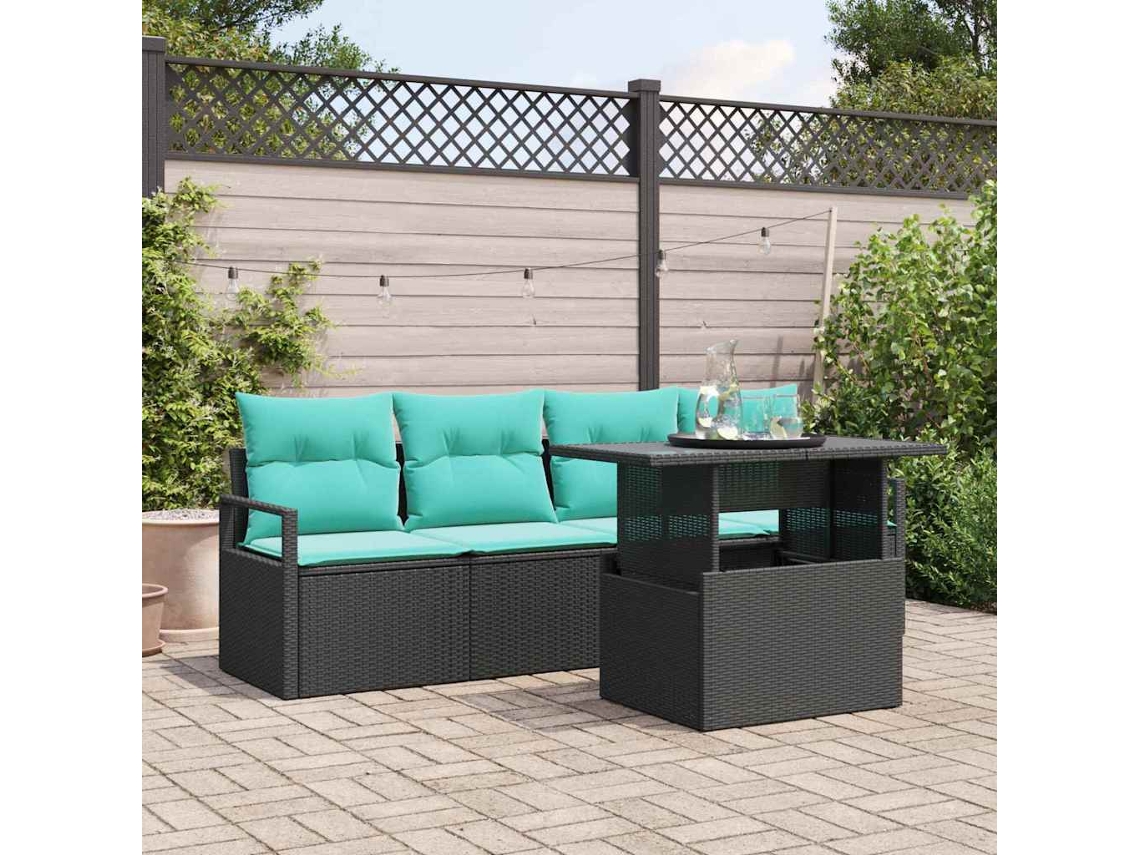 Vidaxl Conjunto De Sofá De Jardim 5 Unid. 4-número De Lugares Preto