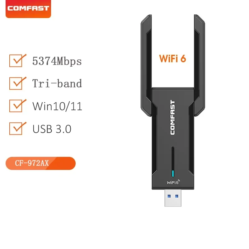 Adaptador De Rede Sem Fio Usb (wifi6 900mbps Bt5.3) Gigabit Para Jogos Wifi 6 Com Antena