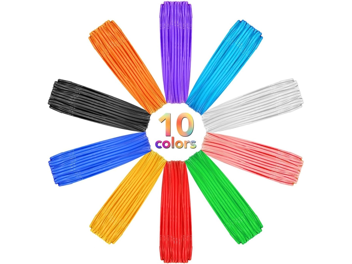 Filamento Pla Para Impressão 3d Em 10 Cores, 5m Cada, 1,75mm, Ideal Para Crianças E Adultos, Acessório Compatível Com Caneta 3d