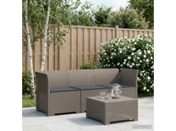 Vidaxl Sofá De Jardim 3 Lugares Com Almofadas Visual Rattan Pp