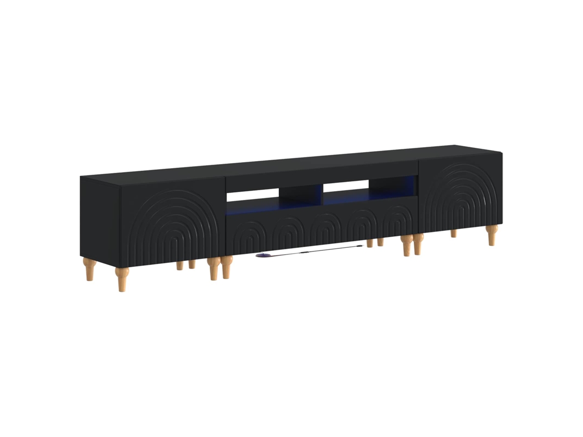 Vidaxl Conjunto De 3 Peças Para Tv Com Led Preto Derivados De Madeira