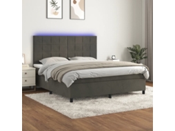 Vidaxl Cama Box Spring C/ Colchão/led 160x200cm Veludo Cinzento-escuro