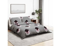 Vidaxl Conjunto De Capa De Edredão 225x220 Cm Algodão Cinza