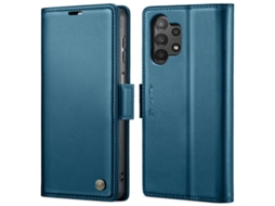 Capa Para Samsung Galaxy A13 5g Borboleta Fivela Litchi Textura De Telefone De Couro Rfid Antirroubo Azul