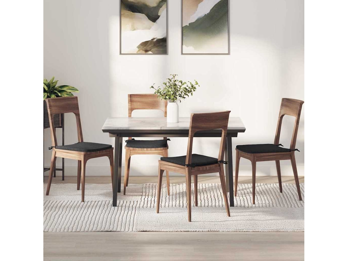 Vidaxl Almofadas De Assento 4 Pcs Preto 40 X 40 X 3 Cm Tecido