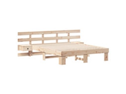 Estrado De Cama Plataforma Vidaxl Bege Madeira De Pinho Maciça (160x200 Cm)