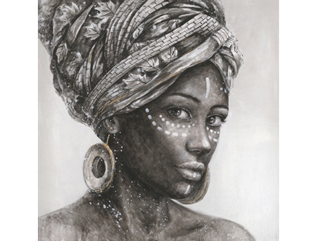 Quadro a Óleo HISPANOHOGAR Retrato étnico (100x100cm)