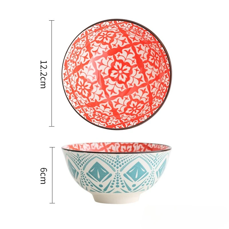 Tigela De Arroz De Cerâmica Em Estilo Boêmio (diâmetro De 12 Cm) Para Casa E Sala De Jantar.