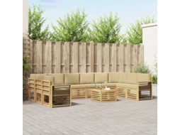 Vidaxl Conjunto De Sofás Para Exterior 11 Unid. Branco E Bege