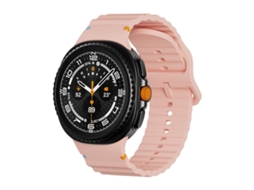 Bracelete Para Samsung Galaxy Watch 8 / 8 Classic - Silicone Com Textura Ondulada Clássica E Fivela Colorida Costurada - Rosa