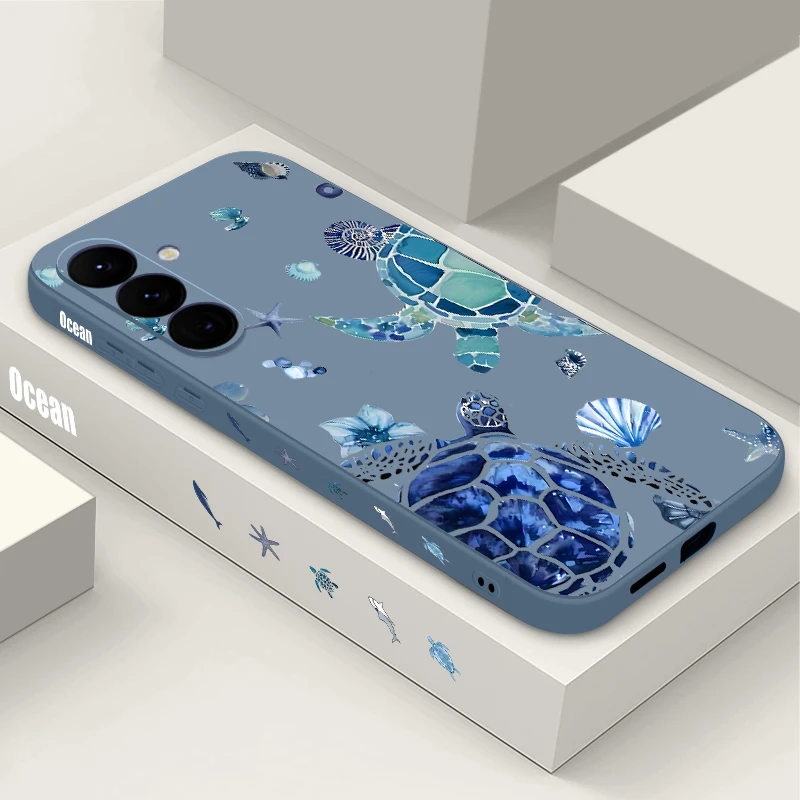 Capa De Celular Macia Com Tartaruga Azul Oceânica Para Galaxy A14 5g (cinza).