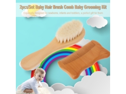 2026 2 Pcs/set Creme de Cabelo e Pente para Bebê Lã Natural Madeira Massager de Cabeça Kit de Cuidado para Recém nascidos Bebê