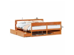 Cama Sem Colchão 180x200 Cm Pinho Maciço Castanho mel MAISON EXCLUSIVE