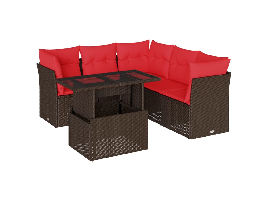 Conjunto de Sofá de Jardim, 6 Peças, Almofadas, Rattan Preto MAISON EXCLUSIVE