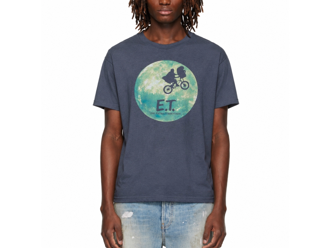 Rockinstone E.t. Bike And Moon Navy Heather T-shirt Size:l