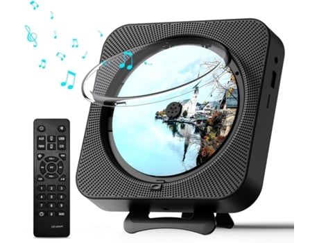Leitor De Cd Portátil Bluetooth Para Uso Doméstico Com Controle Remoto, Alto-falante Integrado E Visor De Led - Rádio Fm Com Alto-falante