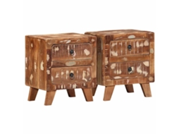 Vidaxl Mesas De Cabeceira 2 Pcs 40x32x46 Cm Madeira Recuperada Maciça