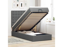 Estrutura cama otomana colchão 90x190 cm tecido cinzento escuro