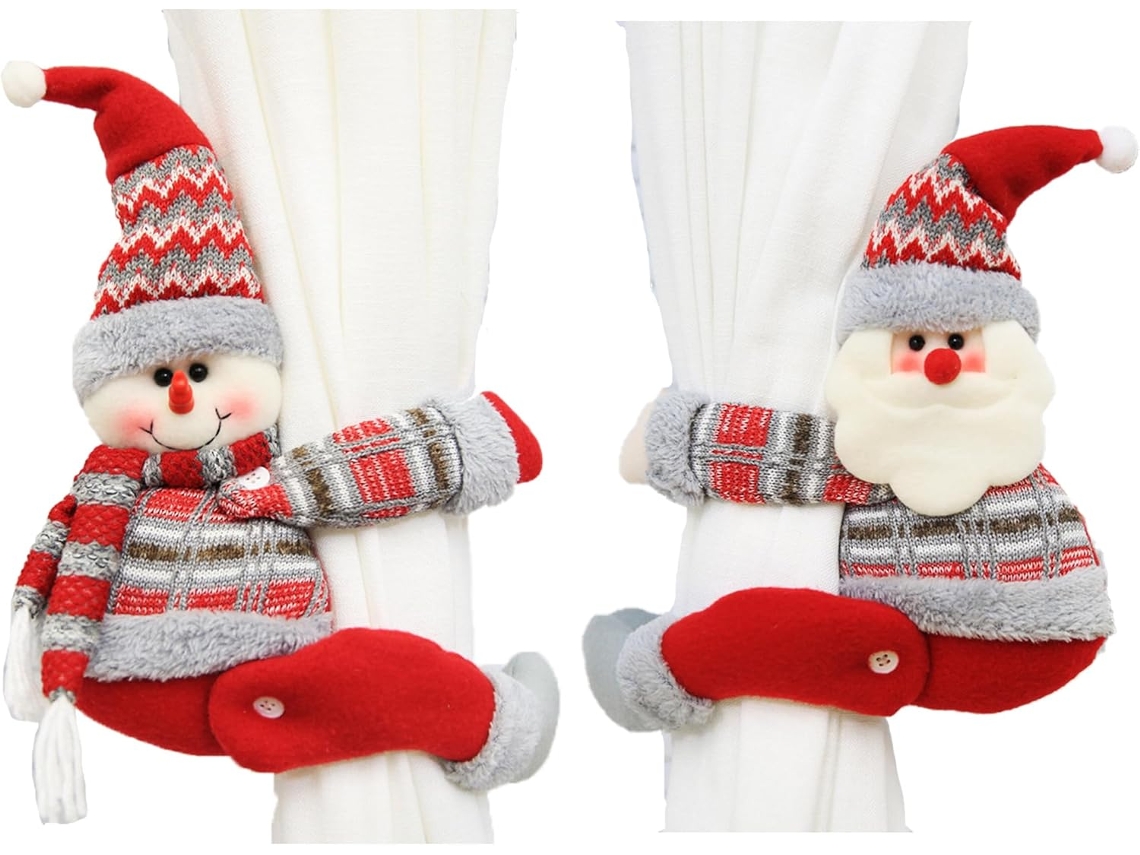 Peças De Botões De Cortina De Natal Com Fivela Para Abraçar Bonecos Aquaforge (papai Noel E Boneco De Neve)