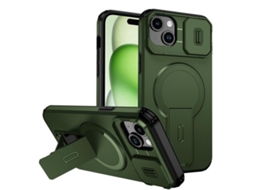 Capa Com Suporte Magsafe Para Iphone 15 Plus - Abertura Deslizante Com Proteção De Câmara