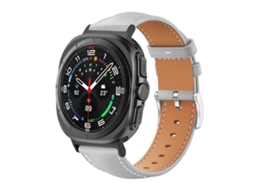Bracelete para Samsung Galaxy Watch Ultra Couro Fino com Textura de Tubarão Preto Cinza XIAOMOYU