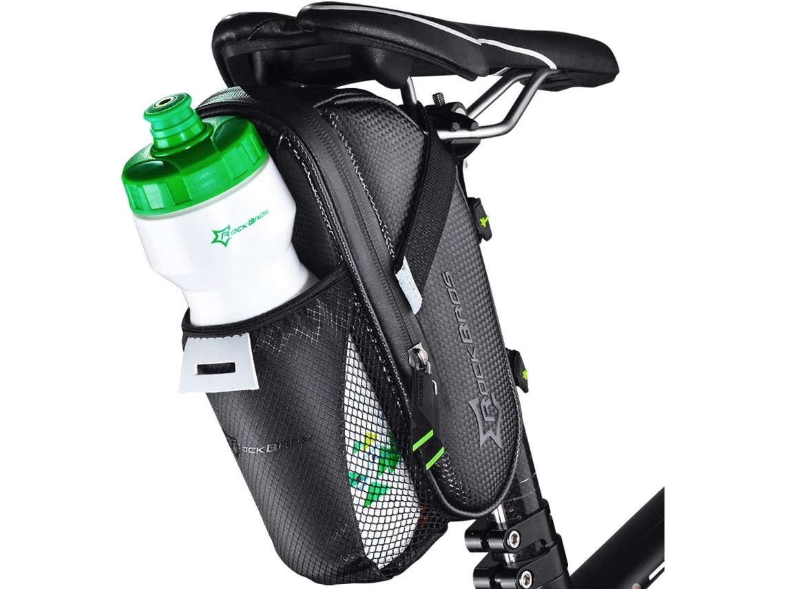 Lurelia Bolsa De Bicicleta Impermeável Para Ferramentas Sob O Selim Com Bolso Para Garrafa De Água, Preta