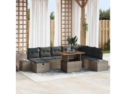Vidaxl Conjunto De Sofá De Jardim 9 Unid. Cinzeto Rattan Sintético