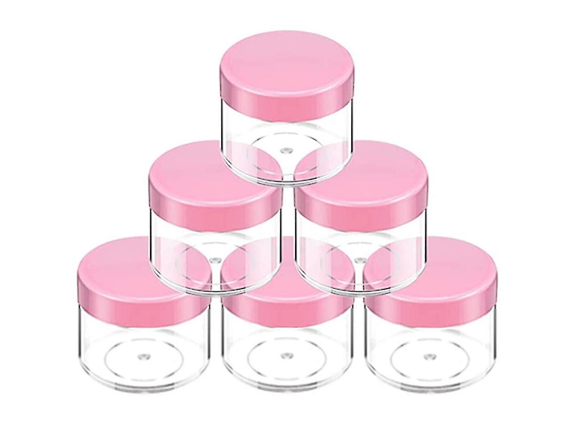 Frascos Plásticos Transparentes Herméticos de 60 Ml com Tampas Azuis para Maquiagem, Cremes, Viagens e Armazenamento Rosa Escuro
