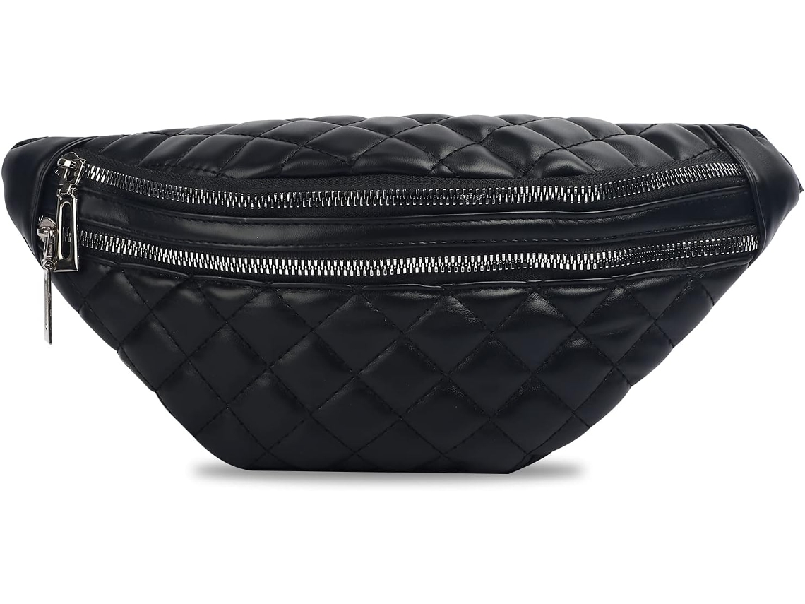 Bolsa De Cintura Em Pele Com Cinto Ajustável - Pochete Clássica - Preto
