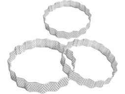 Conjunto Healvian com 3 anéis redondos estilo bolo em aço inoxidável.