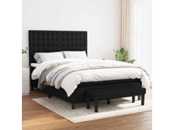 Vidaxl Cama Com Molas/colchão 140x190 Cm Tecido Preto