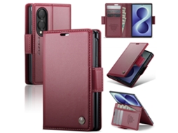 Capa Para Samsung Galaxy Z Fold8 Em Couro Pu Com Compartimento Para Cartão Gertiz (vermelho)