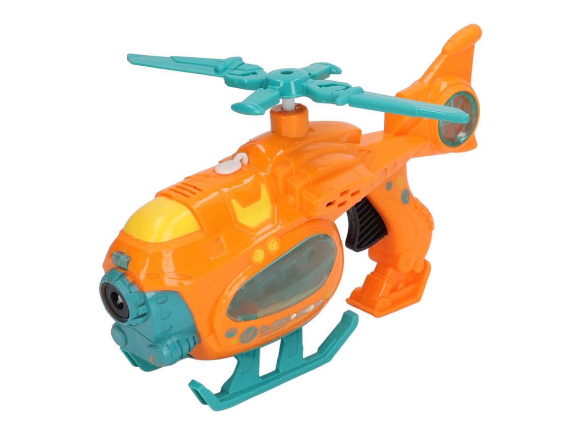 Mali brinquedo de Soprar Bolhas Elétrico em Forma de Helicóptero com Som e Luz Laranja