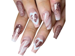 Dicas de Unhas Falsas Artificiais Diy com Glitter para Ballet e Festas 24 Peças